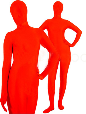 Red Unicolor Lycra Unisex Zentai Suit - Click Image to Close